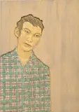 Stephan Balkenhol, Male Portrait, 2003, paint, graphite and pen on wood in relief