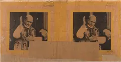 Rotella, La Benedizione, 1963, cardboard and paper mounted on canvas