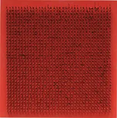 Tableau Clous by Bernard Aubertin, 1970, nails, acrylic paint, wood; framed, sold Apr 2019