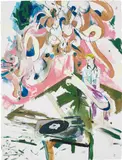 Hernan Bas, The Last Song, 2005, gouache, acrylic, metallic acrylic, charcoal, pastel, graphite, ink and neon paint on paper