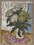 Billy Childish, chrysanthemums, 2014, oil and charcoal on linen