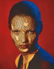 Kate Moss in torn veil, Marrakech, for German Vogue by Albert Watson, 1993, archival pigment print, mounted on Diabond, sold Apr 2019
