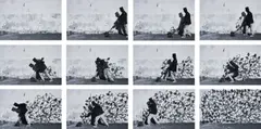 Rough Cut by Robin Rhode, 2007, digital print mounted on museum board, in twelve parts, sold Apr 2019