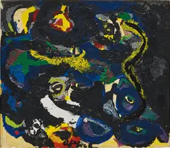 Composition by Karel Appel, 1965, oil on paper laid on canvas, sold Apr 2019