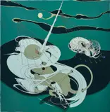 Inka Essenhigh, White Rain, 2000, oil enamel on canvas mounted on board