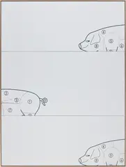 Oliver Osborne, The Pig, 2015, oil and silkscreen on linen, in 3 parts, in artist's frame