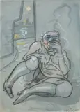 Peter Howson, Sobbing Girl, 1989, graphite and watercolour on paper