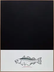 Oliver Osborne, Fish (Gerürht), 2015, oil and silkscreen on linen, in 2 parts, in artist's frame