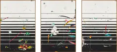 Harold Ancart, Triptych: Untitled (Ultra Deep Fried #7 #8 #6), 2014, oilstick and pencil on paper mounted on panel, in artist's frames, triptych