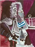 Pablo Picasso, Homme assis (Mardi gras), oil on canvas