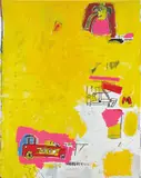 Jean-Michel Basquiat, Pink Elephant with Fire Engine, 1984, acrylic, oil and silkscreen on canvas