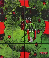 Bleed by Gilbert&George, 1988, hand-dyed gelatin silver print, in artists' metal frame, in 16 parts, sold Jun 2019