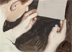 The Gap by Michaël Borremans, 2001, oil on cardboard, offered Jun 2019