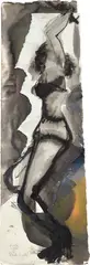Strobe Lights + Flash Lights by Marlene Dumas, 2000, Indian ink, metallic acrylic, paper collage and crayon on paper, sold Jun 2019