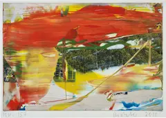 MV. 157 by Gerhard Richter, 2011, lacquer on colour photograph, sold Jun 2019