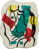 Fernand Léger, Les deux profils couleurs en dehors, 1952, glazed and painted ceramic
