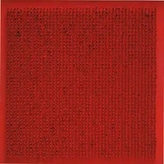 Tableau Clous by Bernard Aubertin, 1969, Nägel auf Holz, rot bemalt, sold Jun 2019