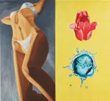 David Salle, Templeton, 2005, oil on canvas, diptych