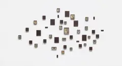 Lorna Simpson, Twosomes, 2013, 24 bronze plaques and 19 photographs in bronze frames, in 43 parts