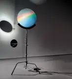 Ólafur Elíasson, Holo lamp, 2005, wood, mirror, stainless steel c-stand, holo lens, lamp and transformer
