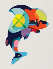 PIRANHAS WHEN YOU'RE SLEEPING by Kaws, 2016, silkscreen on paper, sold Jun 2019