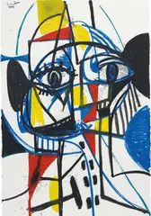 George Condo, Untitled, 2015, oilstick and acrylic on paper