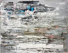 Mark Bradford, Value 35, 2010, billboard paper, paper collage, acrylic gel medium, carbon paper, nylon string and mixed media on canvas