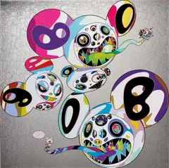 Spiral by Takashi Murakami, 2014, acrylic and platinum leaf on canvas, sold Oct 2019
