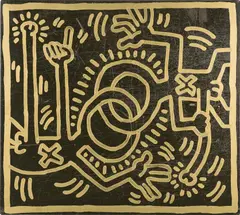 Untitled by Keith Haring, enamel on metal, sold Oct 2019