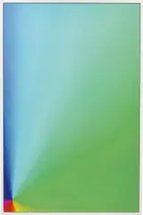 Cory Arcangel, Photoshop CS: 110 by 72 inches, 300 DPI, RGB, square pixels, default gradient "Spectrum," mousedown y=31100 x=1500, mouse up y=32850 x=800, 2008, Diasec-mounted c-print, in artist's frame