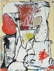 Reverse Motivation by Eddie Martinez, 2013, oil, enamel and spray paint on panel, sold Oct 2019