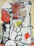 Reverse Motivation by Eddie Martinez, 2013, oil, enamel and spray paint on panel, sold Oct 2019
