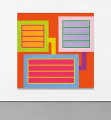 Bright by Peter Halley, 2018, acrylic, fluorescent acrylic and Roll-a-Tex on canvas, sold Oct 2019