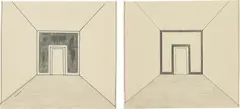 Blinky Palermo, Two Works: i) Skizze fur Wandmalere i; ii) Skizze fur Wandmalerei, 1969-1970, graphite, ink and pen on paper
