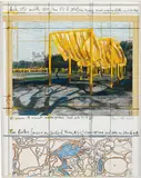 The Gates (Project for Central Park, N. Y. C.) by Christo, 1997, enamel, photograph by Wolfgang Volz, map, wax crayon, graphite and tape on paper, mounted on panel, in artist's frame, sold Oct 2019