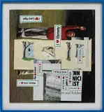 Martin Kippenberger, Untitled, 1993, paper collage and stickers on printed cardboard, in artist's frame