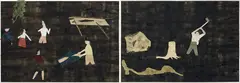 Jockum Nordström, Come On!, 2007, watercolour and graphite on paper collage and watercolour on paper, diptych