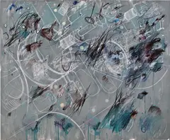 Konstantino Dregos, Lapsus 38, 2014, oil, acrylic, encaustic and charcoal on canvas