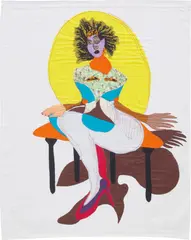 Princess by Tschabalala  Self, 2018, hand-sewn cotton and tulle on cotton, sold Dec 2019