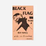 Black Flag / at the on Broadway / Fri. May 4th flyer by Raymond Pettibon, Black Flag, Meat Puppets, 1984, offset print, sold Jun 2025