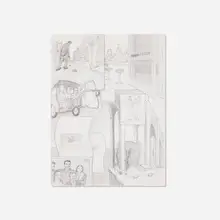 Jim Shaw, Dream Drawing (In NYC a black business man was walking with a white business woman...), 1997, pencil on paper