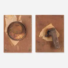 George Herms, Light Opera (diptych), 1988, found object construction