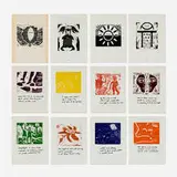 George Herms & Diane Di Prima, Haiku portfolio, 1967, woodcut in colors with ink hand-writing
