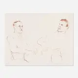 David Hockney, Bill and James II, lithograph in sepia on Arches Cover