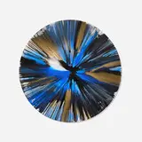 Circle Spin Painting by Damien Hirst, 2009, gold, blue and black acrylic on paper, sold May 2025