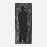 Jonathan Borofsky, Man with a Briefcase (A), 1991, woodcut in colors on handmade paper with collage