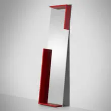 Detachable Storage Rack for a Metallic Structure 5 (Exploit) by Artie Vierkant, 2013, polished steel, rare earth magnets, painted wood, sold Dec 2025