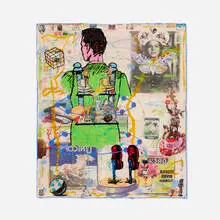 Jane Hammond, Memory Suit, 1997, transfers, crayon, color Xerox, linoleum blockprints, fabric, acrylic and gouache on Japanese paper