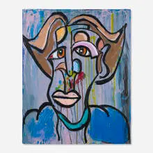 Andres Valencia, Untitled, 2020, acrylic and oil pastel on canvas