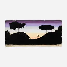 William Leavitt, Water Pump, Mu, and Parabola Signs, 1992, pastel and ink on paper